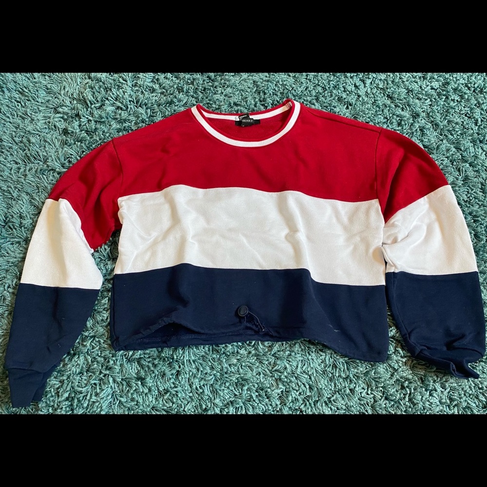 Red, white, and blue cropped sweater